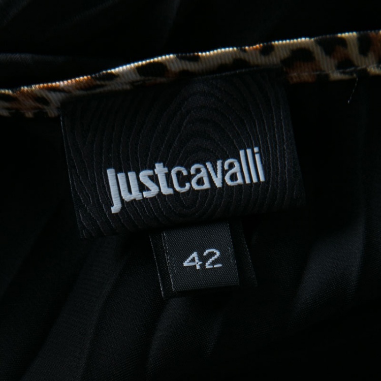 Pre Owned Just Cavalli Black Plisse Crystal Strap Slip Dress M