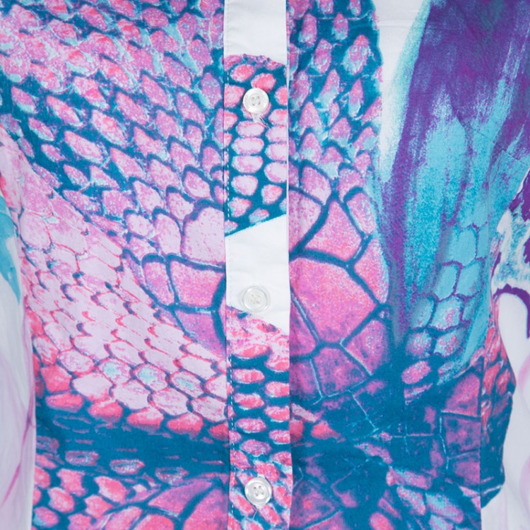 مملوكة مسبقًا Just Cavalli White Printed Cotton Long Sleeve Shirt M