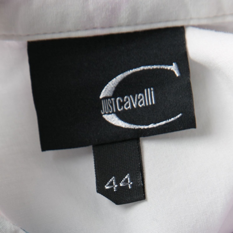 مملوكة مسبقًا Just Cavalli White Printed Cotton Long Sleeve Shirt M