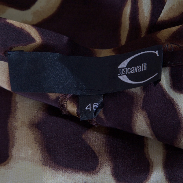 Pre Owned Just Cavalli Animal Printed Silk High Waist Wide Leg Pants L