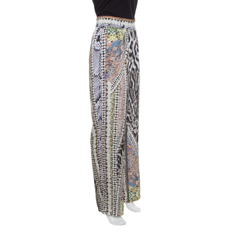 Pre Owned Just Cavalli Multicolor Printed Elasticized Waist High Rise Loose Pants M