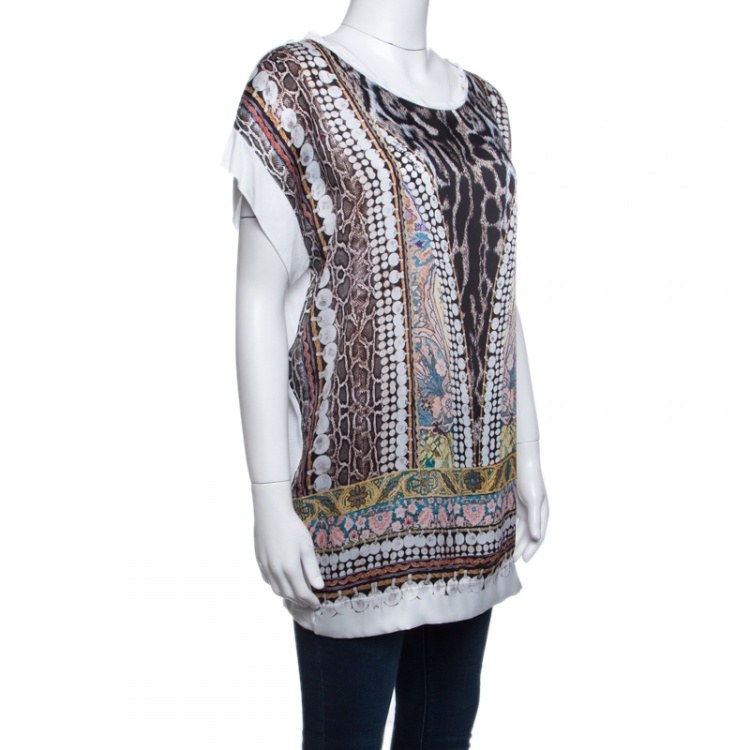 Pre Owned Just Cavalli Multicolor Printed Short Sleeve Top M