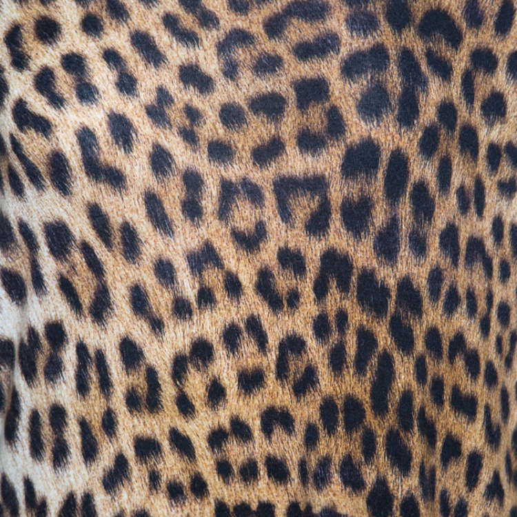 Pre Owned Just Cavalli Leopard Printed Jersey High Low Top M