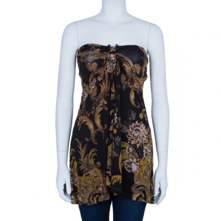 مملوكة مسبقًا Just Cavalli Scarf Print Stretch Top M