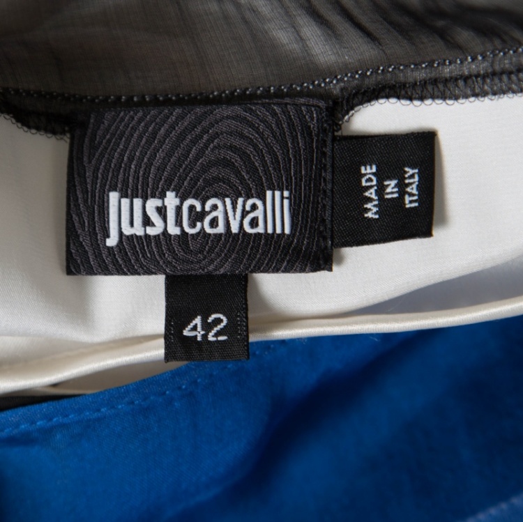 Pre Owned Just Cavalli Colorblock Paneled Satin Maxi Dress M