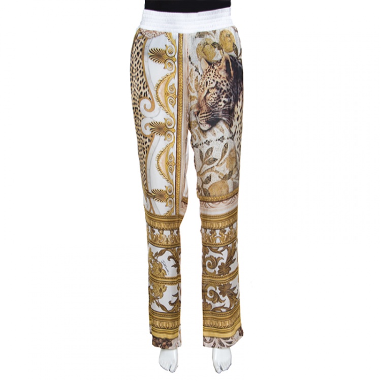 Pre Owned Just Cavalli Multicolor Baroque Printed Wide Leg Trousers M