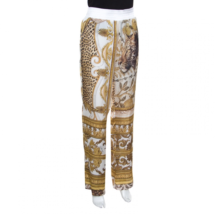 Pre Owned Just Cavalli Multicolor Baroque Printed Wide Leg Trousers M