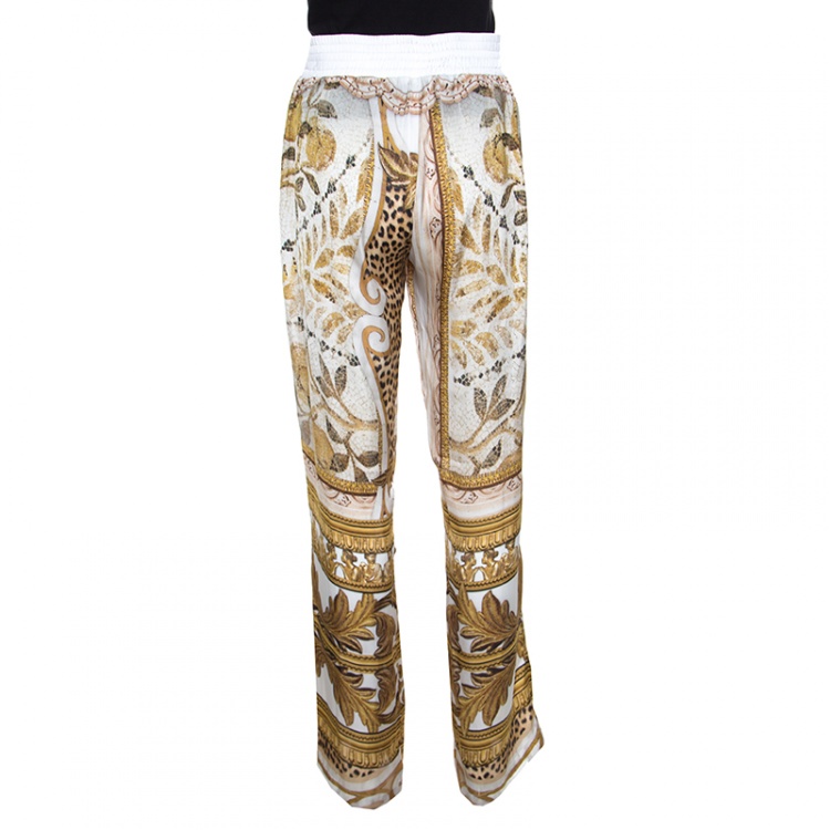 Pre Owned Just Cavalli Multicolor Baroque Printed Wide Leg Trousers M