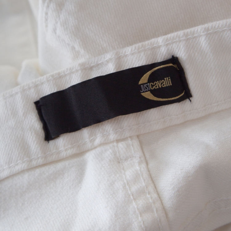 Pre Owned Just Cavalli White Cotton Denim Straight Fit Jeans M
