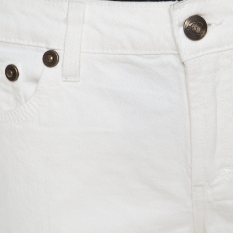 Pre Owned Just Cavalli White Cotton Denim Straight Fit Jeans M