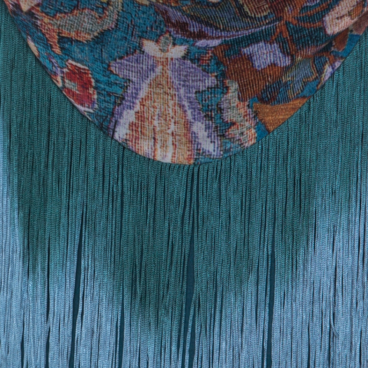 Pre Owned Just Cavalli Teal Blue Stretch Jersey Fringe Detail Dress M 