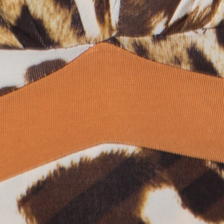 Pre Owned Just Cavalli Brown Animal Printed Jersey Top XS 