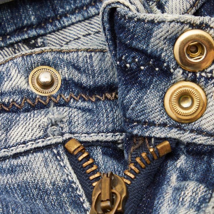 مملوكة مسبقًا Just Cavalli Blue Denim Buckle Detail Cropped Jeans M 