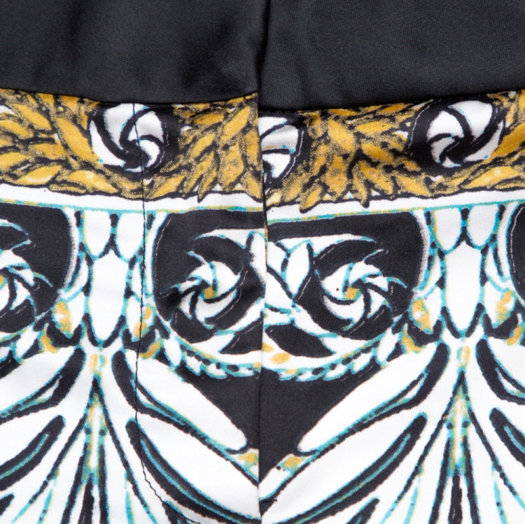 مملوكة مسبقًا Just Cavalli Black Printed Stretch Satin Tapered Trousers S