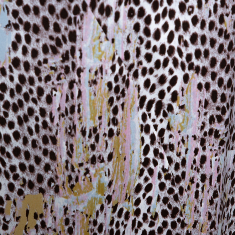 Pre Owned Just Cavalli Dusty Pink Leopard Print Satin Flared Maxi Skirt S 