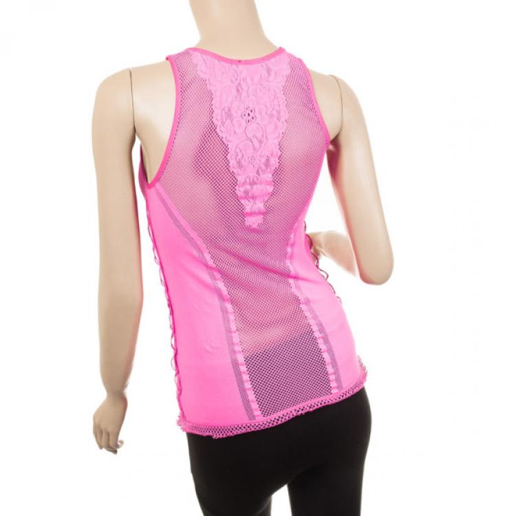 Pre Owned Just Cavalli Pink Perforated Top
