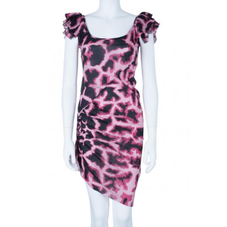 Pre Owned Just Cavalli Leopard Print Scoop Neck Dress S