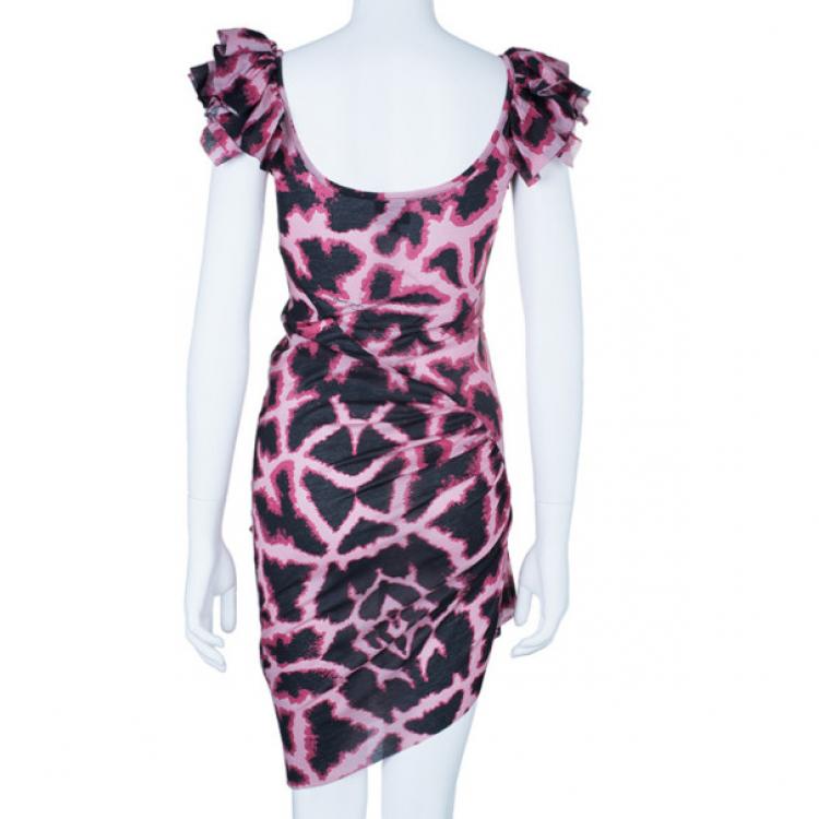 Pre Owned Just Cavalli Leopard Print Scoop Neck Dress S