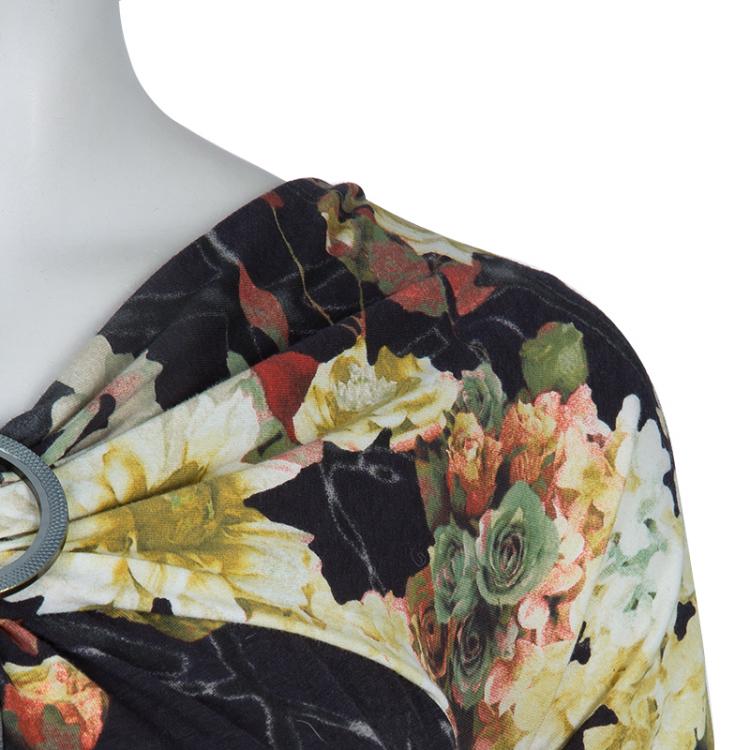 Pre Owned Just Cavalli Floral Print Jersey Off Shoulder Top M