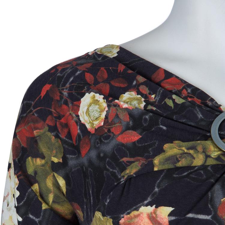 Pre Owned Just Cavalli Floral Print Jersey Off Shoulder Top M