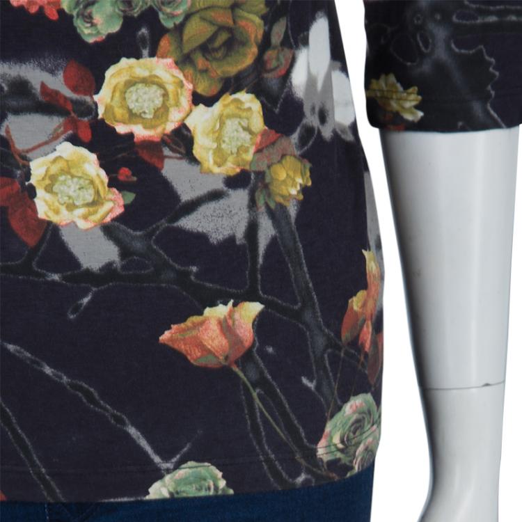 Pre Owned Just Cavalli Floral Print Jersey Off Shoulder Top M