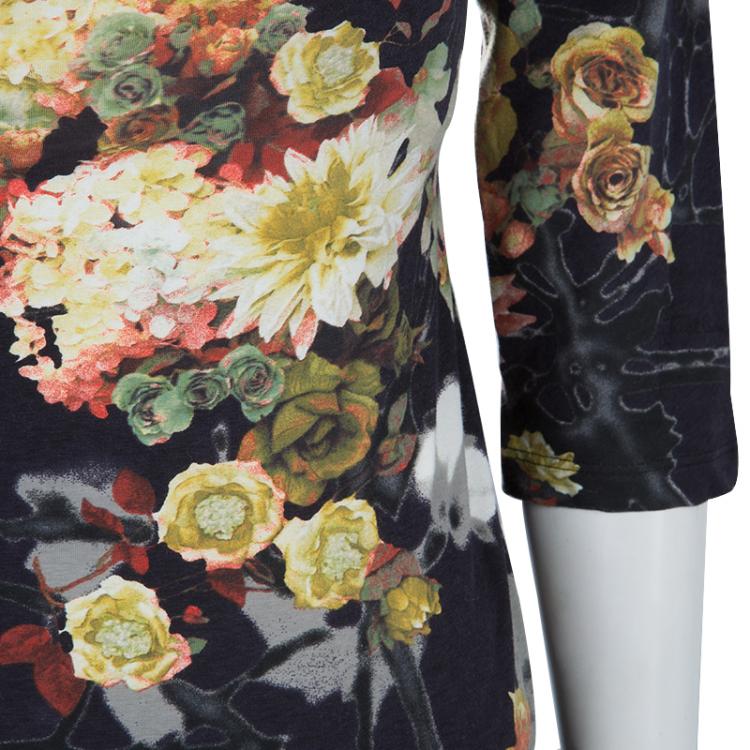 Pre Owned Just Cavalli Floral Print Jersey Off Shoulder Top M