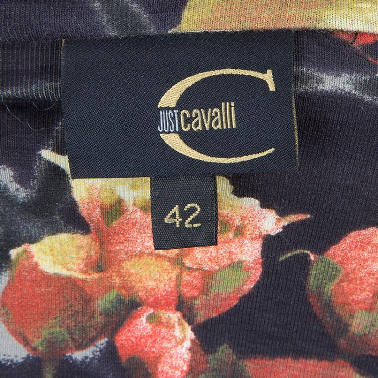 Pre Owned Just Cavalli Floral Print Jersey Off Shoulder Top M