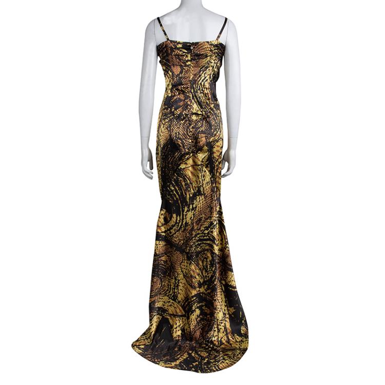 Pre Owned Just Cavalli Multicolor Animal Printed Asymmetric Hem Gown L