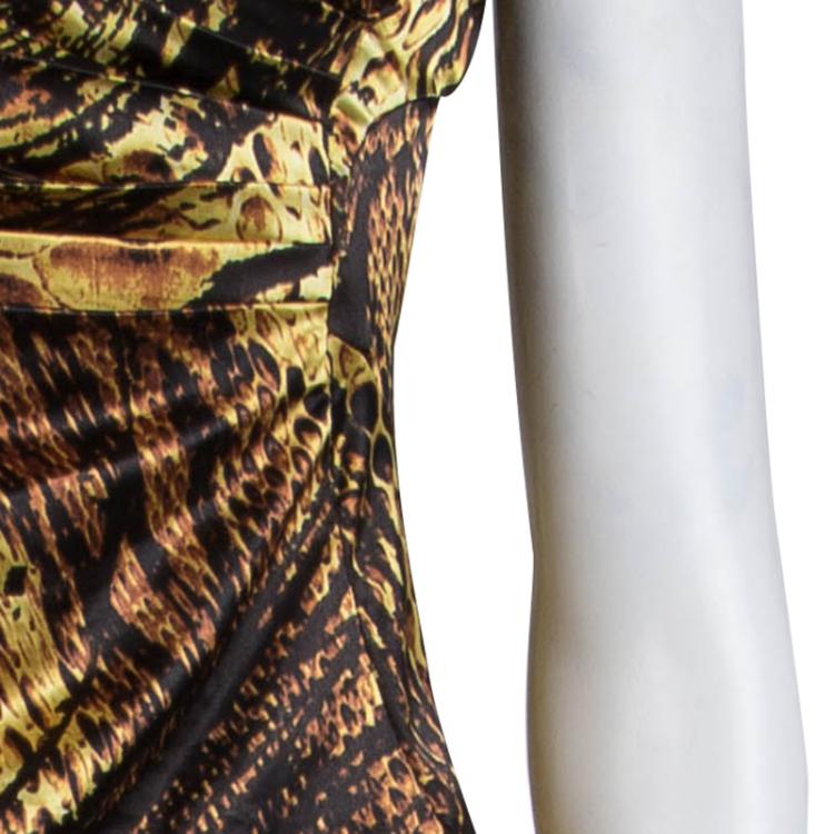 Pre Owned Just Cavalli Multicolor Animal Printed Asymmetric Hem Gown L