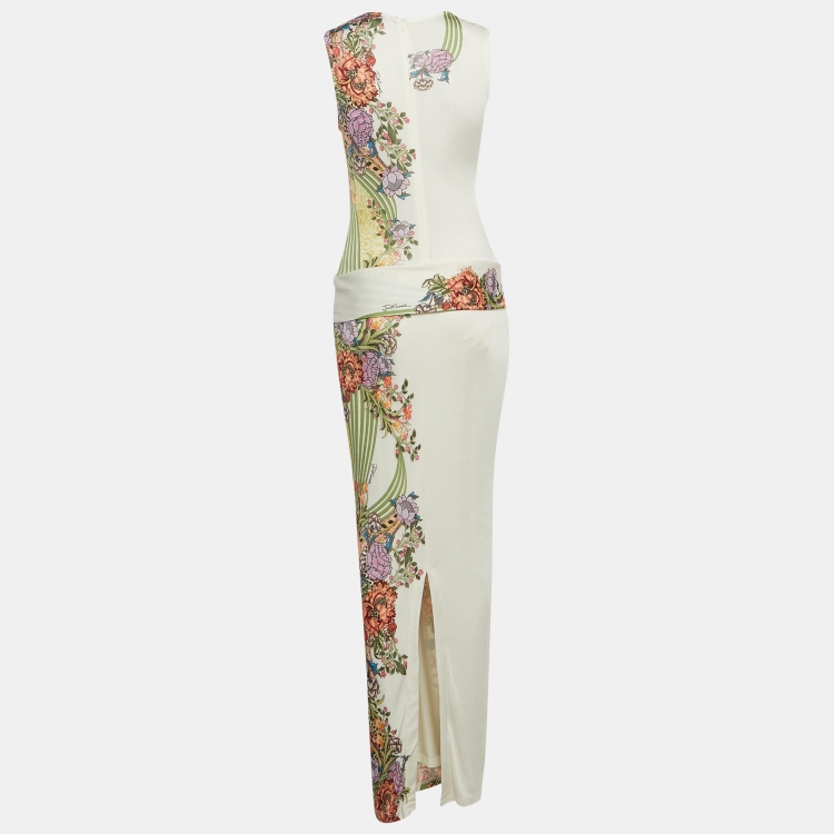 Pre Owned Just Cavalli Multicolor Floral Printed Jersey Sleeveless Maxi Dress S
