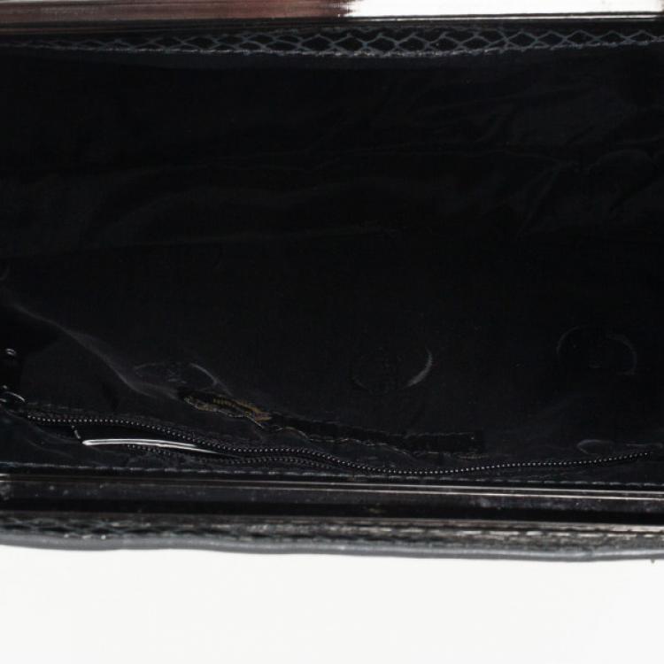 Pre Owned  Just Cavalli Leather Metallic Embossed Chain Shoulder Bag 