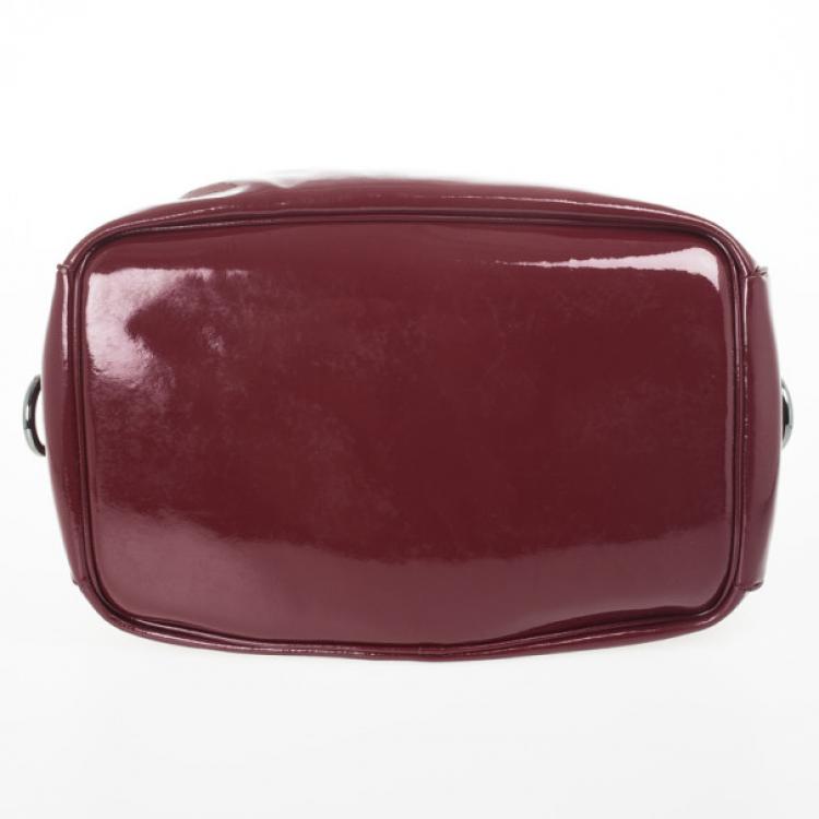 Pre Owned Just Cavalli Burgundy Patent Leather Hobo
