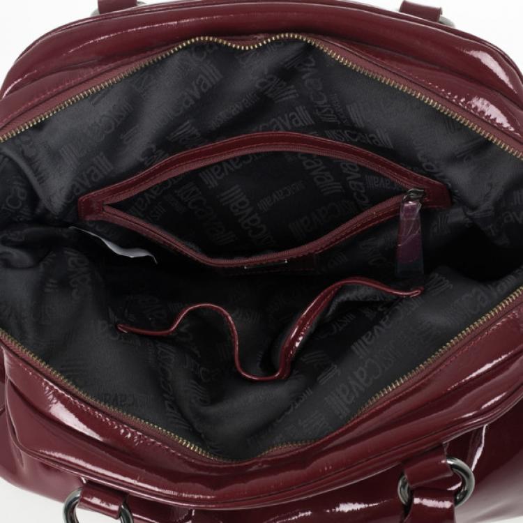 Pre Owned Just Cavalli Burgundy Patent Leather Hobo