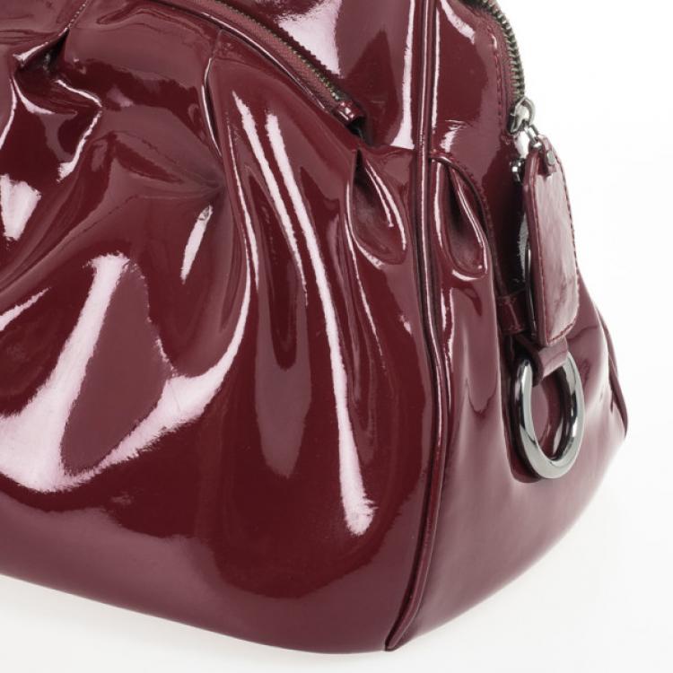 Pre Owned Just Cavalli Burgundy Patent Leather Hobo