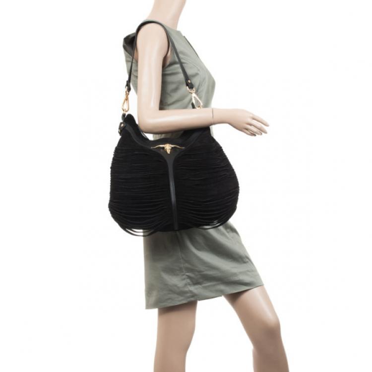 Pre Owned Just Cavalli Black Suede Hobo