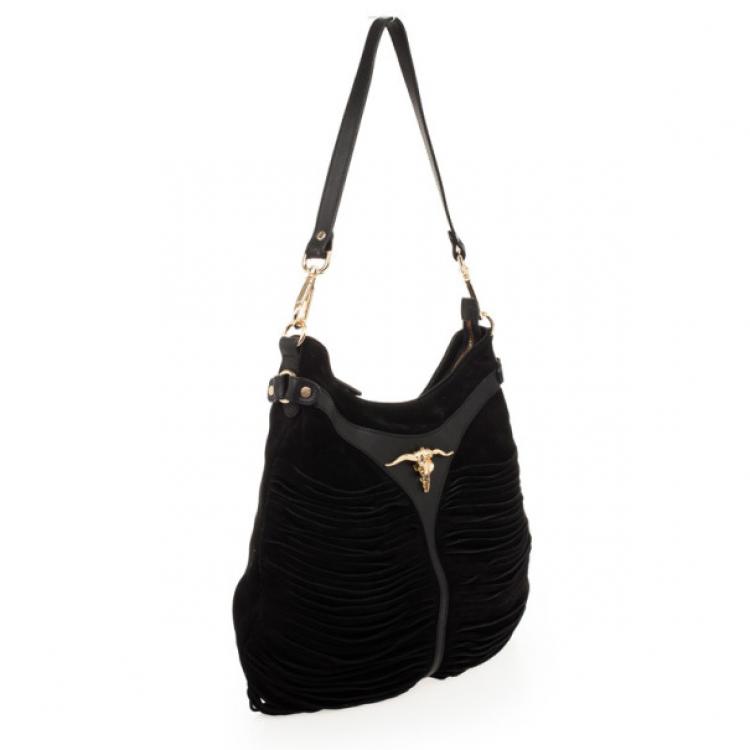 Pre Owned Just Cavalli Black Suede Hobo