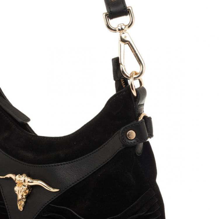 Pre Owned Just Cavalli Black Suede Hobo