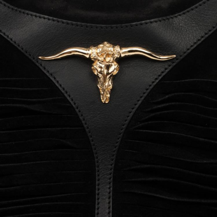 Pre Owned Just Cavalli Black Suede Hobo