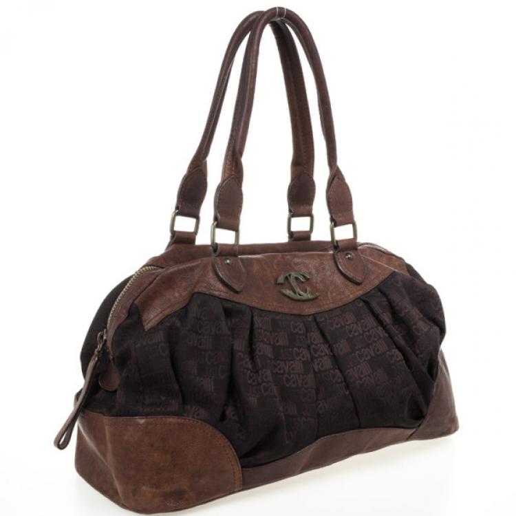 Pre Owned Just Cavalli Brown Leather and Monogram Bag