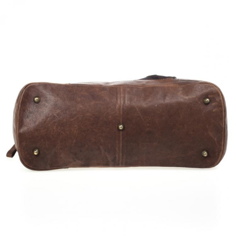 Pre Owned Just Cavalli Brown Leather and Monogram Bag