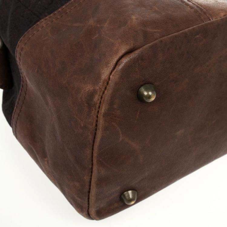 Pre Owned Just Cavalli Brown Leather and Monogram Bag