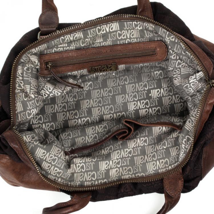 Pre Owned Just Cavalli Brown Leather and Monogram Bag