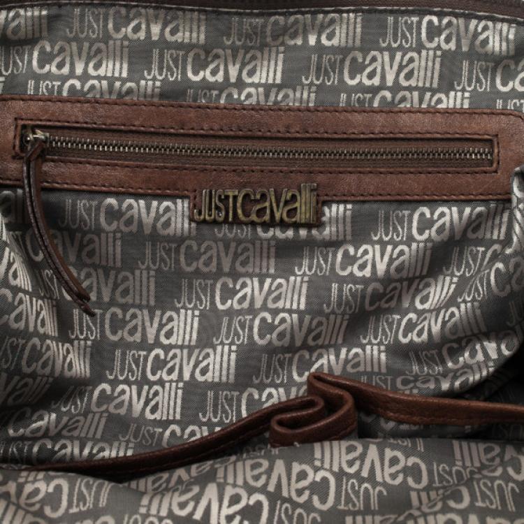 Pre Owned Just Cavalli Brown Leather and Monogram Bag