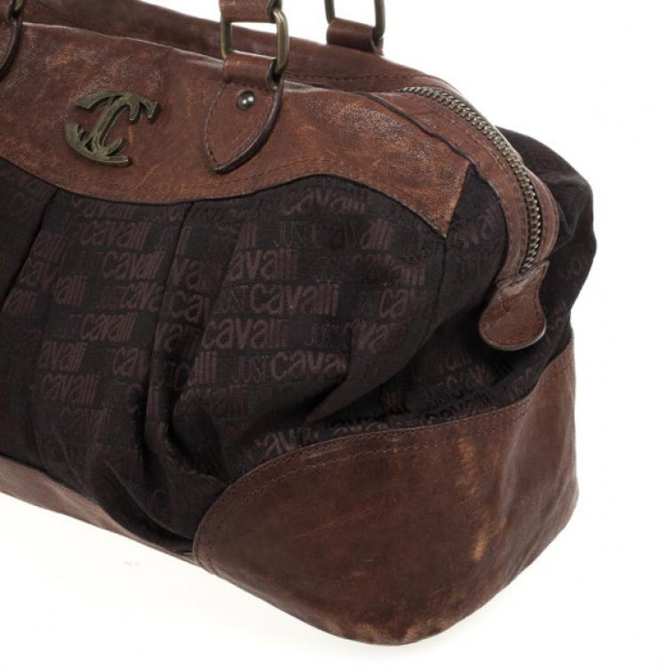 Pre Owned Just Cavalli Brown Leather and Monogram Bag