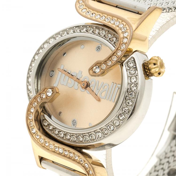 Pre Owned Just Cavalli Sin JC 2H Two Tone Stainless Steel 80824 Women's wristwatch 35 mm
