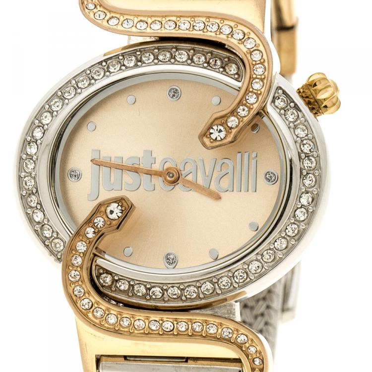 Pre Owned Just Cavalli Sin JC 2H Two Tone Stainless Steel 80824 Women's wristwatch 35 mm