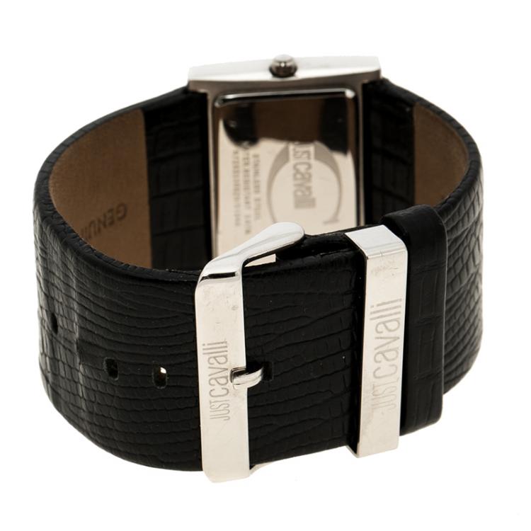 Pre Owned Just Cavalli Black Stainless Steel Rectangle Women's Wristwatch 35 mm