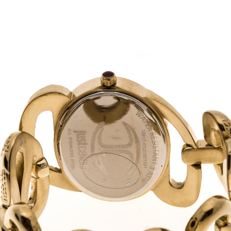 Pre Owned Roberto Cavalli Gold Tone Serpenti R7253577591 Women's Wristwatch 36 mm