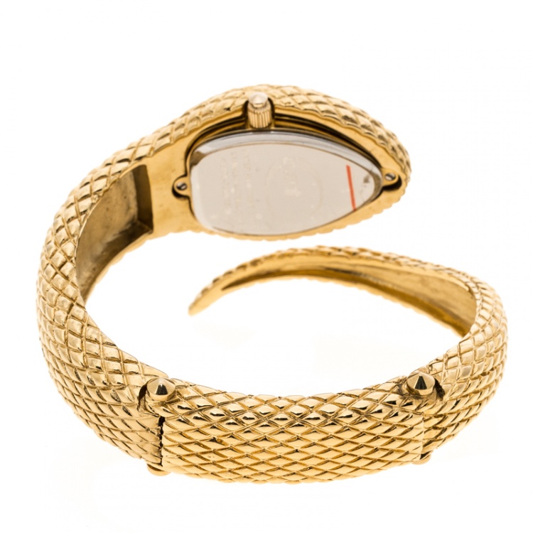 Pre Owned Just Cavalli Silver White Gold Serpent Bracelet Poison Women's Wristwatch 27 mm