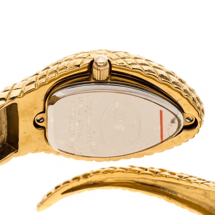 Pre Owned Just Cavalli Silver White Gold Serpent Bracelet Poison Women's Wristwatch 27 mm